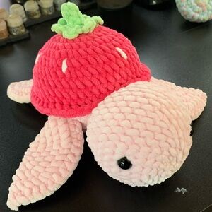 Crochet Strawberry Turtle Plush